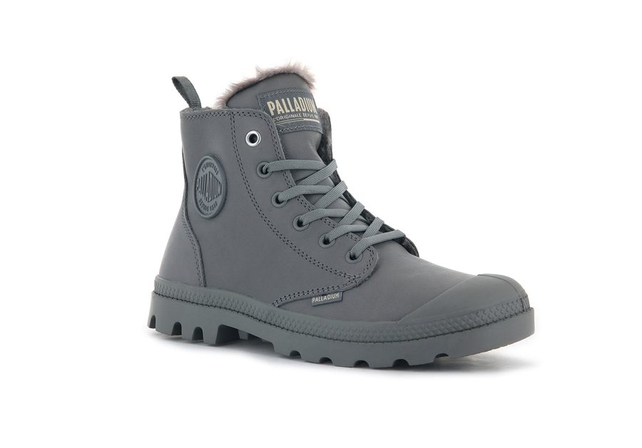 Palladium Pampa Hi Zip Leren S Grijs | MHD7063RL