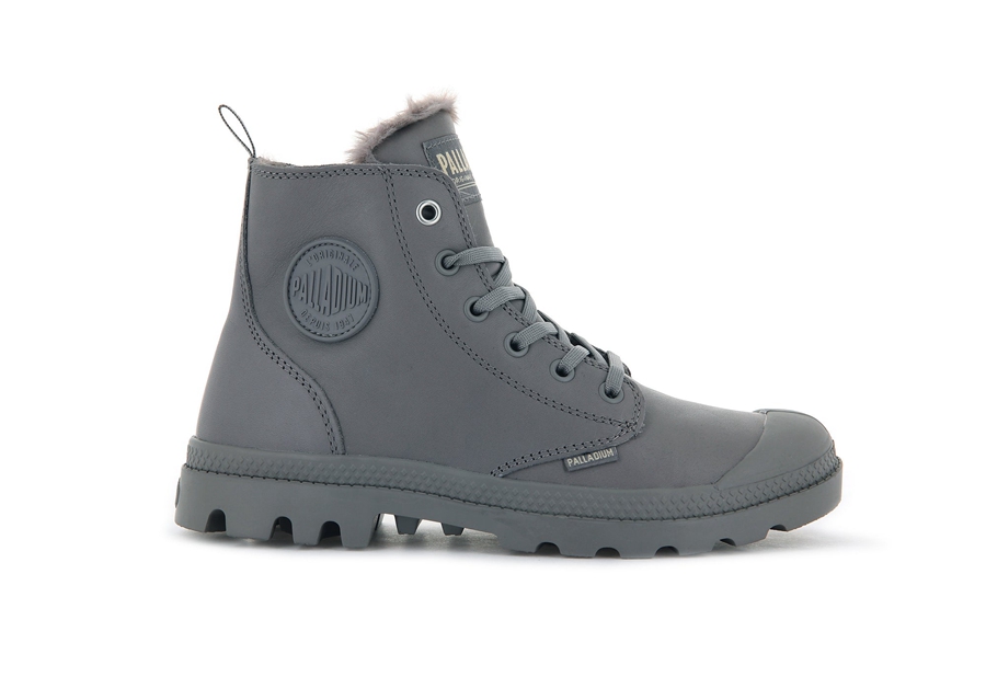 Palladium Pampa Hi Zip Leren S Grijs | MHD7063RL