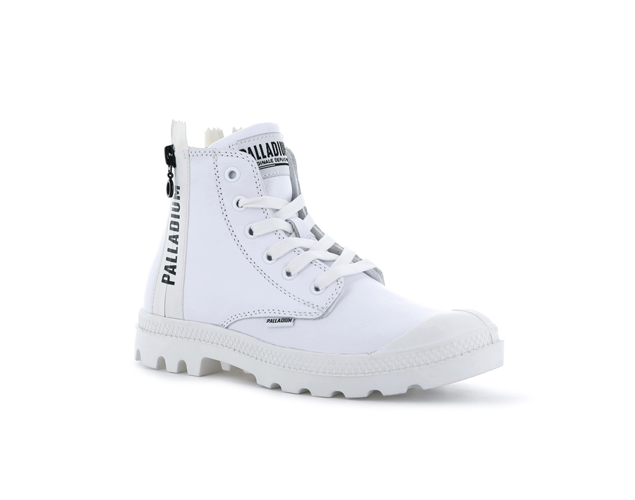 Palladium Pampa Ubn Zips Leren Wit | XRU10065UI